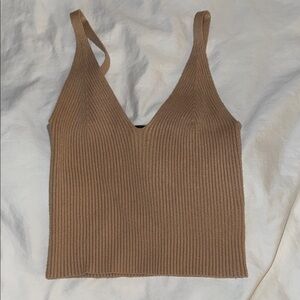 Ribbed Tan Knit Tank Top